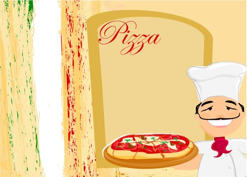 chef with pizza -  Menu Template