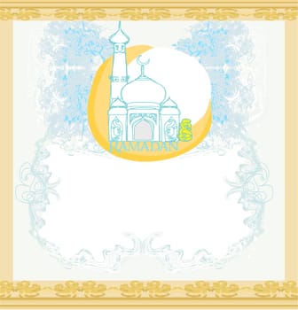 artistic pattern background with moon and mosque