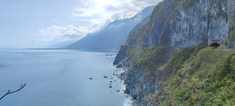 Suhua Highway, Yilan - Aug 29, 2022 : Chingshui Ocean cliffs are the highest coastal cliffs in Taiwan