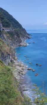 Suhua Highway, Yilan - Aug 29, 2022 : Chingshui Ocean cliffs are the highest coastal cliffs in Taiwan