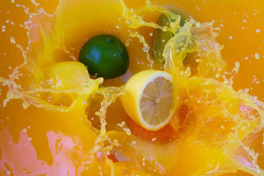 orange juice splashing lime lemon sliced fruit splash flavor liquid explosion drops drink