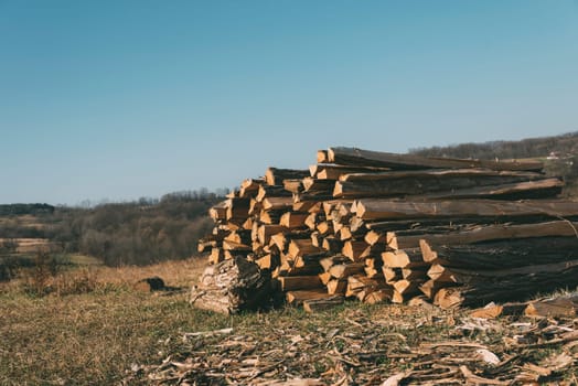 Stack of wooden logs
