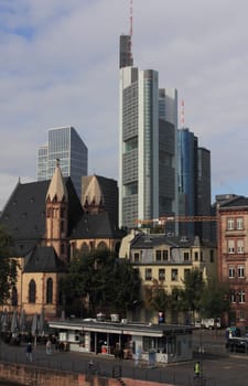 Frankfurt, Germany October 11, 2016: The skyscrapers of the financial district.Frankfurt, Deutschland 11. Oktober 2016: Die Hochhäuser des Bankenviertels