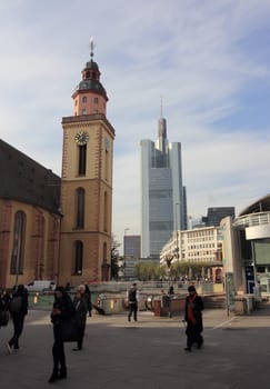 Frankfurt, Germany October 11, 2016: The skyscrapers of the financial district.