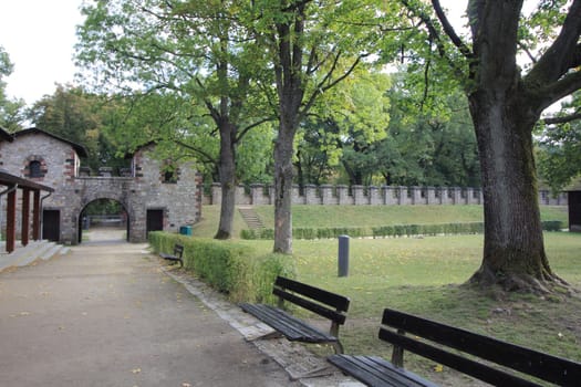 Bad Homburg, Germany October 14, 2016: The Saalburg is a Roman fort located on the main ridge of the Taunus, northwest of Bad Homburg, Hesse, Germany.Bad Homburg vor der Höhe, Deutschland 14. Oktober 2016: Die Saalburg ist ein auf dem Taunuskamm nordwestlich von Bad Homburg vor der Höhe gelegenes ehemaliges Kastell des römischen Limes