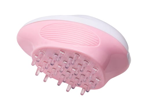 Close up of a battery operated scalp massage brush, shampoo brush or scalp massager for exfoliating and massaging the scalp.Clipping path. Beauty and health concept.
