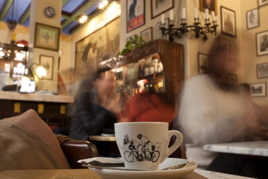 Barcelona, Spain - Dec 29th, 2019: Els Quatre Gats cafe, popular meeting place for famous artists. Atmosphere