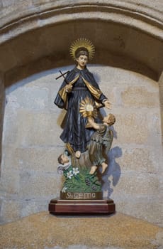 Caceres, Spain - Oct 26th, 2021: Saint Gemma of Lucca figurine at Church of San Juan. Caceres, Extremadura, Spain