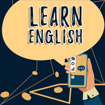 Handwriting text Learn English, Word for Study another Language Learn Something Foreign Communication Woman Typing Recent Update On Lap Top And Holding Important Ideas Over Hand