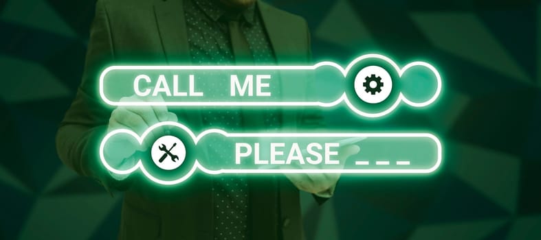 Text caption presenting Call Me Please, Word for Asking for communication by telephone to talk about something