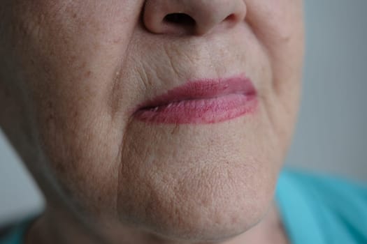 Close-up Shot Beautiful Senior Woman. Gorgeous Looking Elderly Grandmother with Natural Beauty.