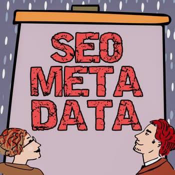 Text sign showing Seo Meta Data, Internet Concept Search Engine Optimization Online marketing strategy Chat tabs symbolizing successful online communication colleagues.