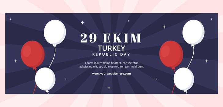 29 Ekim Turkey Republic Day Cover Template Hand Drawn Cartoon Flat Illustration