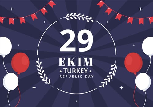 29 Ekim Turkey Republic Day Background Template Hand Drawn Cartoon Flat Illustration