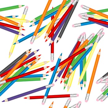 Piles of colored pencils seamless background