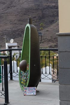 CRAN CANARIA, MOGAN - NOVEMBER 15, 2019:.Collect plastic bottle caps for a good cause and for a clean environment
