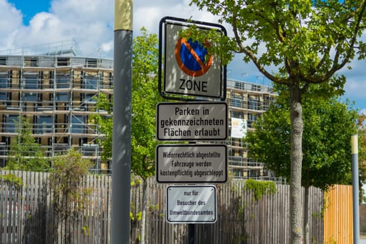 DESSAU - AUGUST 05, 2018: .Environment, glass facade and entrance area of the Federal Environmental Agency in Dessau