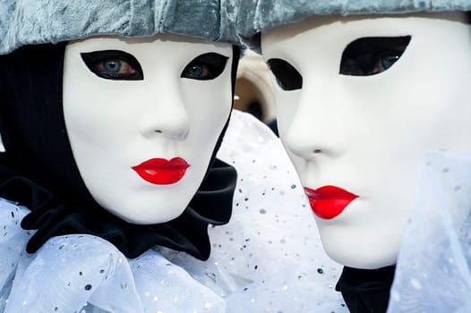 Venice, Italy - February 7 2018 - The Masks of carnival 2018. The Carnival of Venice (Italian: Carnevale di Venezia) is an annual festival held in Venice, Italy. The Carnival ends with the Christian celebration of Lent, forty days before Easter, on Shrove Tuesday (Martedì Grasso or Mardi Gras), the day before Ash Wednesday. The festival is world-famous for its elaborate masks.