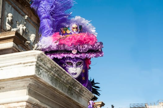 VENICE, ITALY - Febrary 6 2018: The masks of the Venice carnival 2018.
