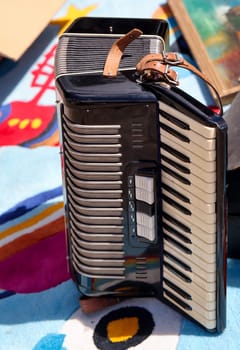 Detail view of a chordium, a squeezebox.