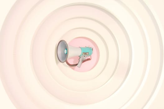 3D Illustration. 3D Rendering , megaphone with copy space on brown background. Advertising through speakers.