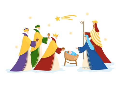 Happy Epiphany Day Template Hand Drawn Cartoon Flat Illustration Christian festival to Faith on the Divinity of Jesus Since His Coming to the World
