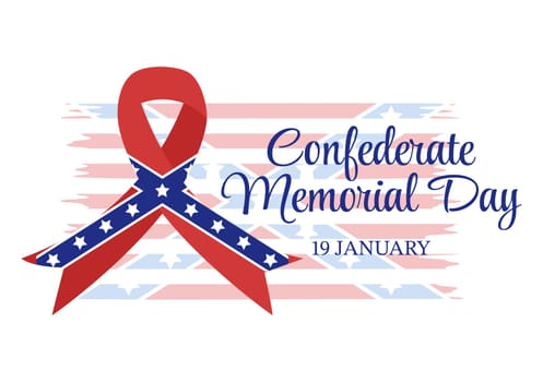 Confederate Memorial Day Template Hand Drawn Cartoon Flat Illustration for Commemoration Servicemen of the America with Flag Design