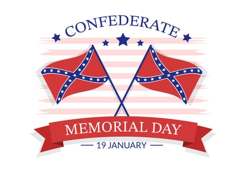 Confederate Memorial Day Template Hand Drawn Cartoon Flat Illustration for Commemoration Servicemen of the America with Flag Design