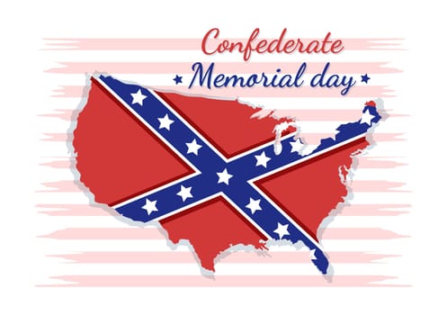Confederate Memorial Day Template Hand Drawn Cartoon Flat Illustration for Commemoration Servicemen of the America with Flag Design