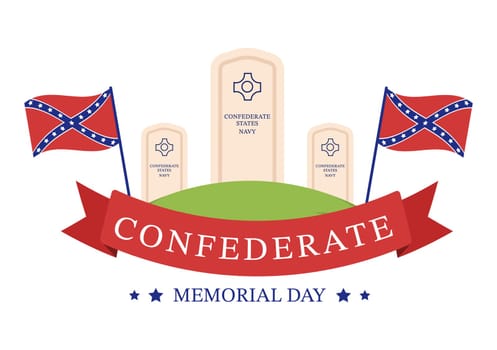 Confederate Memorial Day Template Hand Drawn Cartoon Flat Illustration for Commemoration Servicemen of the America with Flag Design