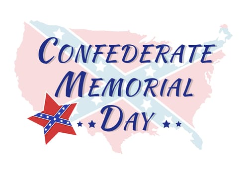 Confederate Memorial Day Template Hand Drawn Cartoon Flat Illustration for Commemoration Servicemen of the America with Flag Design