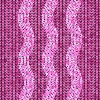Stylish Knit. Pink Knitted Texture. Woolen Pullover Tricot Print. Winter Fabric Pattern.