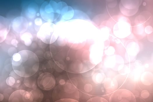 Festive blue brown orange bright abstract bokeh background with bokeh circles. Template for your design. Beautiful texture.