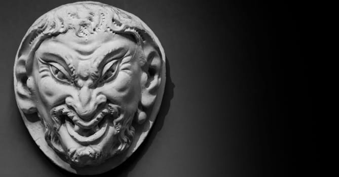 Demon head with copy space. Demonic monster evil face
