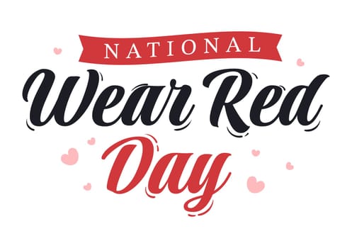 National Wear Red Day on February 7th Template Hand Drawn Cartoon Flat Illustration to inform Women Heart Disease Design