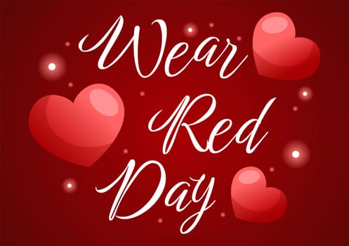 National Wear Red Day on February 7th Template Hand Drawn Cartoon Flat Illustration to inform Women Heart Disease Design