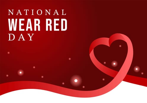 National Wear Red Day on February 7th Template Hand Drawn Cartoon Flat Illustration to inform Women Heart Disease Design