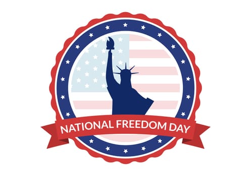 National Freedom Day Template Hand Drawn Cartoon Flat Illustration with American Flag and Hands Breaking a Handcuff Design