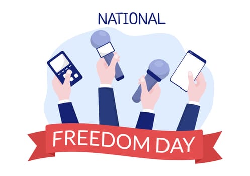 National Freedom Day Template Hand Drawn Cartoon Flat Illustration with American Flag and Hands Breaking a Handcuff Design