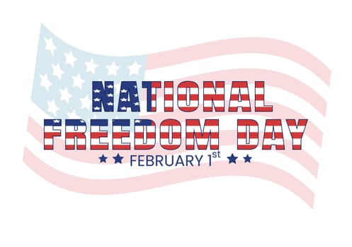 National Freedom Day Template Hand Drawn Cartoon Flat Illustration with American Flag and Hands Breaking a Handcuff Design