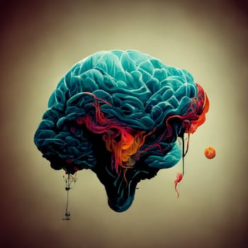 Illustration of a brain, medical and mental health issues, intelligence and thinking concept, being creative