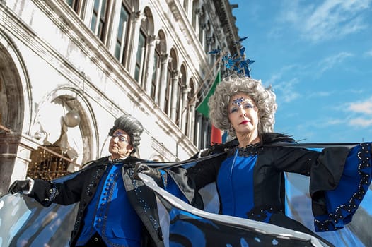 VENICE, ITALY - Febrary 23 2019: The masks of the Venice carnival 2019...............................