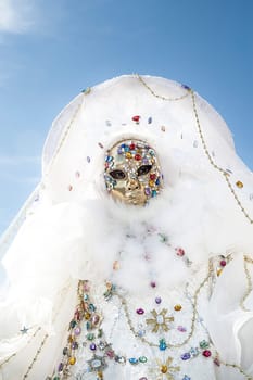 VENICE, ITALY - Febrary 23 2019: The masks of the Venice carnival 2019....