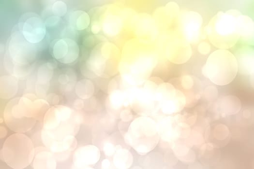 Abstract blurred fresh vivid spring summer light delicate pastel pink white yellow bokeh background texture with bright circular soft color lights and stars. Beautiful backdrop illustration.