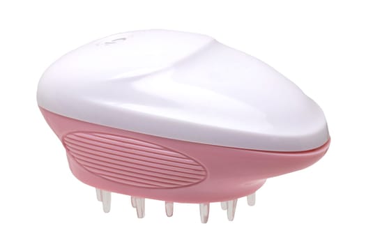 Close up of a battery operated scalp massage brush, shampoo brush or scalp massager for exfoliating and massaging the scalp.Clipping path. Beauty and health concept.