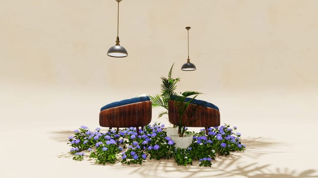 3D illustration Background for advertising and wallpaper in nature and summer scene. 3D rendering in decorative concept.