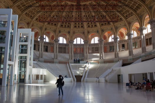 Barcelona, Spain - Dec 26th 2019: Great Hall of Palau Nacional building. Barcelona, Spain