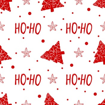 ho ho Christmas wrapping paper, seamless red Christmas pattern