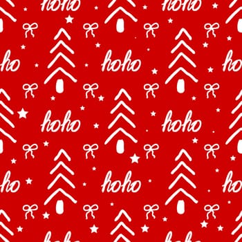 red christmas. Seamless modern pattern with Christmas symbols. Suitable for wrapping paper and holiday textiles