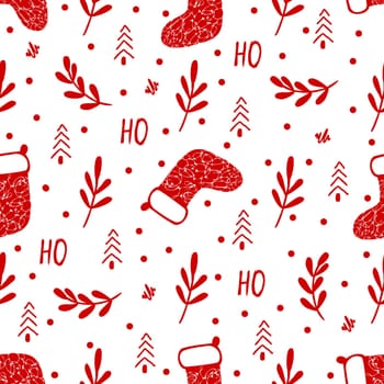 red christmas. Seamless modern pattern with Christmas symbols. Suitable for wrapping paper and holiday textiles
